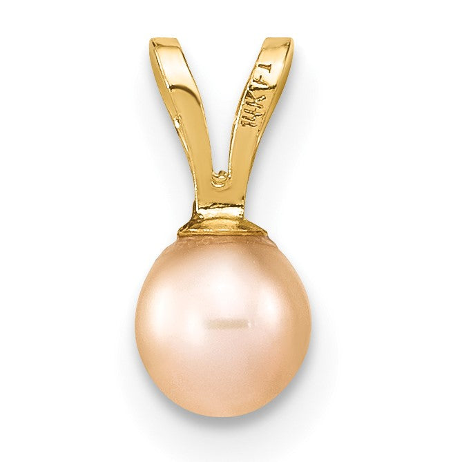 14k 4-5mm Round Pink Freshwater Cultured Pearl Pendant