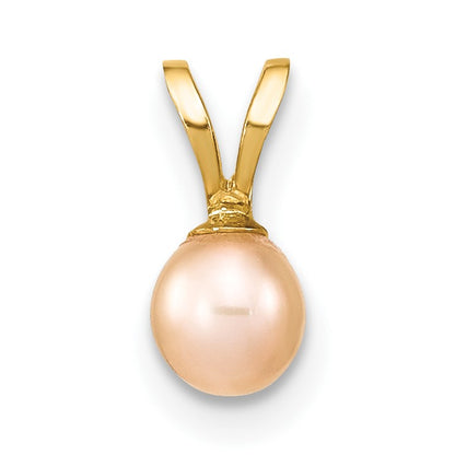 14k 4-5mm Round Pink Freshwater Cultured Pearl Pendant