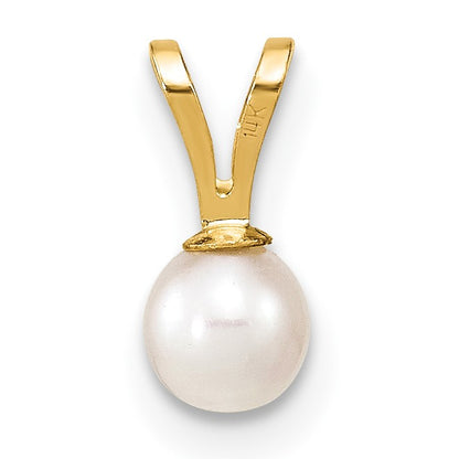 14k 4-5mm White Round Freshwater Cultured Pearl Pendant