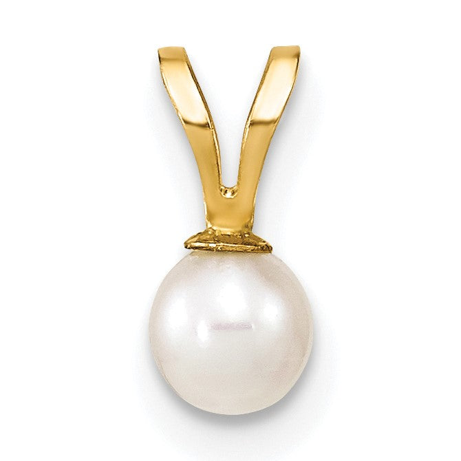 14k 4-5mm White Round Freshwater Cultured Pearl Pendant
