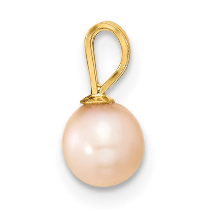 14k 5-6mm Round Pink Freshwater Cultured Pearl Pendant