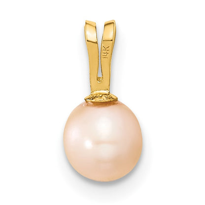 14k 5-6mm Round Pink Freshwater Cultured Pearl Pendant