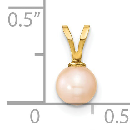 14k 5-6mm Round Pink Freshwater Cultured Pearl Pendant