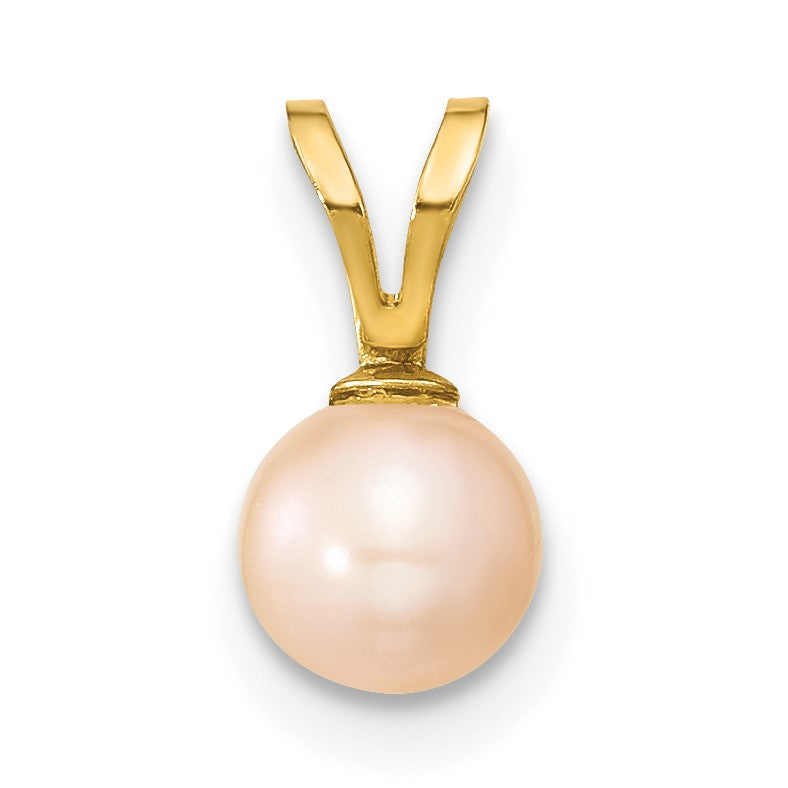 14k 5-6mm Round Pink Freshwater Cultured Pearl Pendant