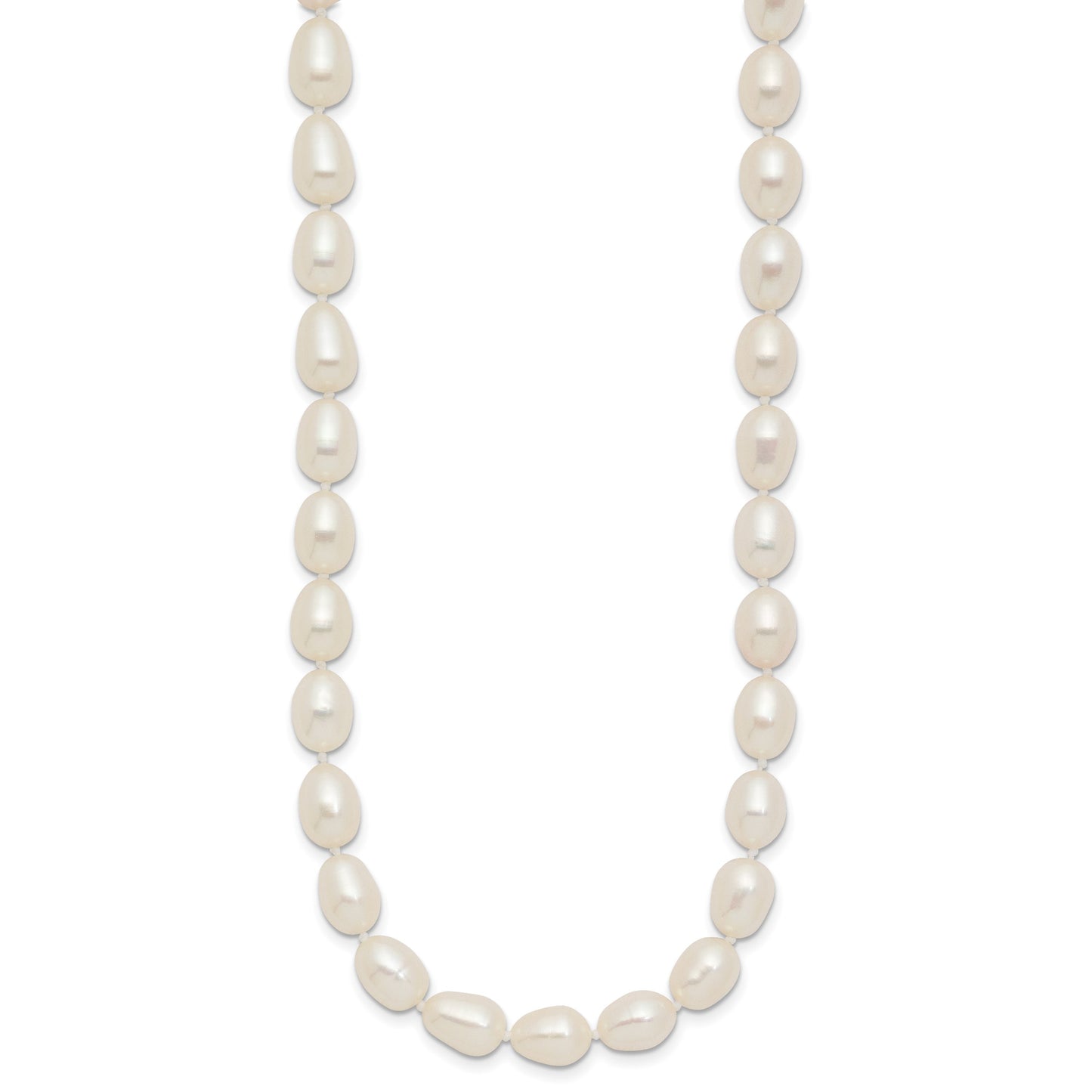 14k 7-8mm White Rice Freshwater Cultured Pearl 20 inch Necklace