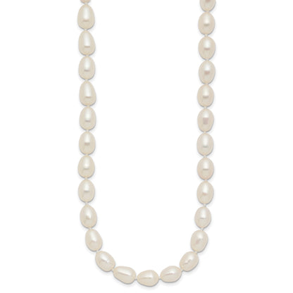 14k 7-8mm White Rice Freshwater Cultured Pearl 20 inch Necklace