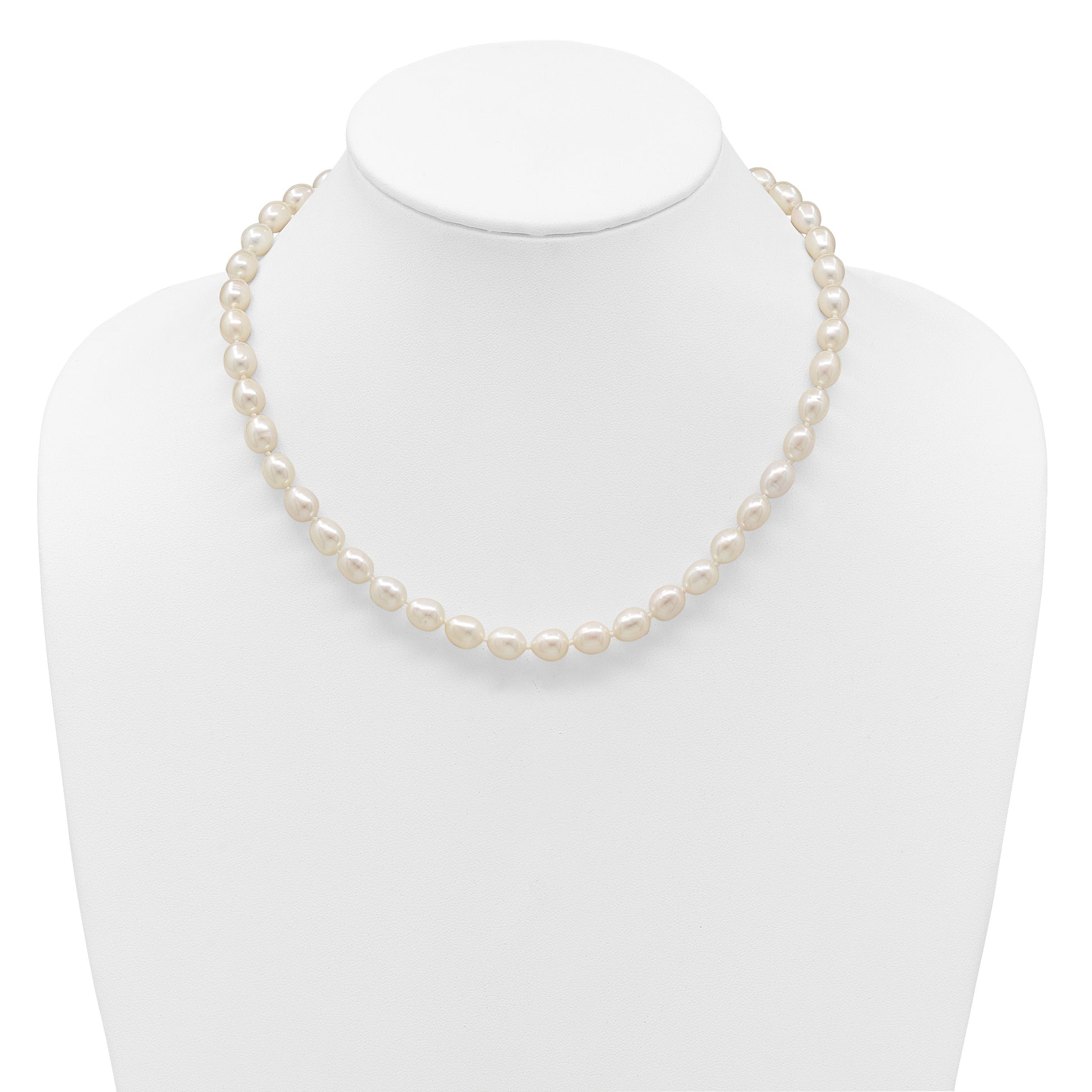 14k 7-8mm White Rice Freshwater Cultured Pearl 20 inch Necklace