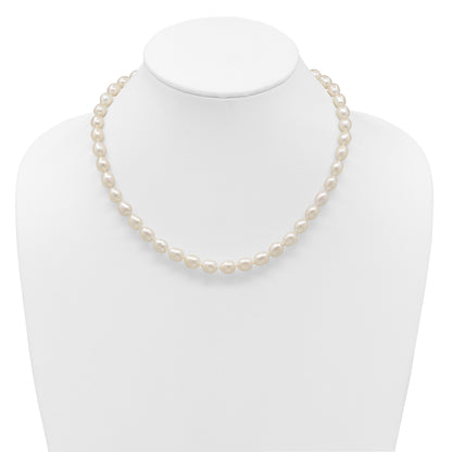 14k 7-8mm White Rice Freshwater Cultured Pearl 20 inch Necklace