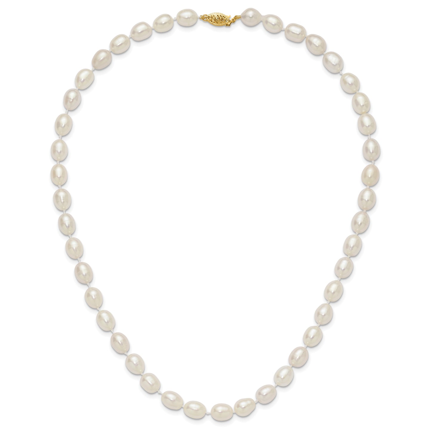 14k 7-8mm White Rice Freshwater Cultured Pearl 20 inch Necklace