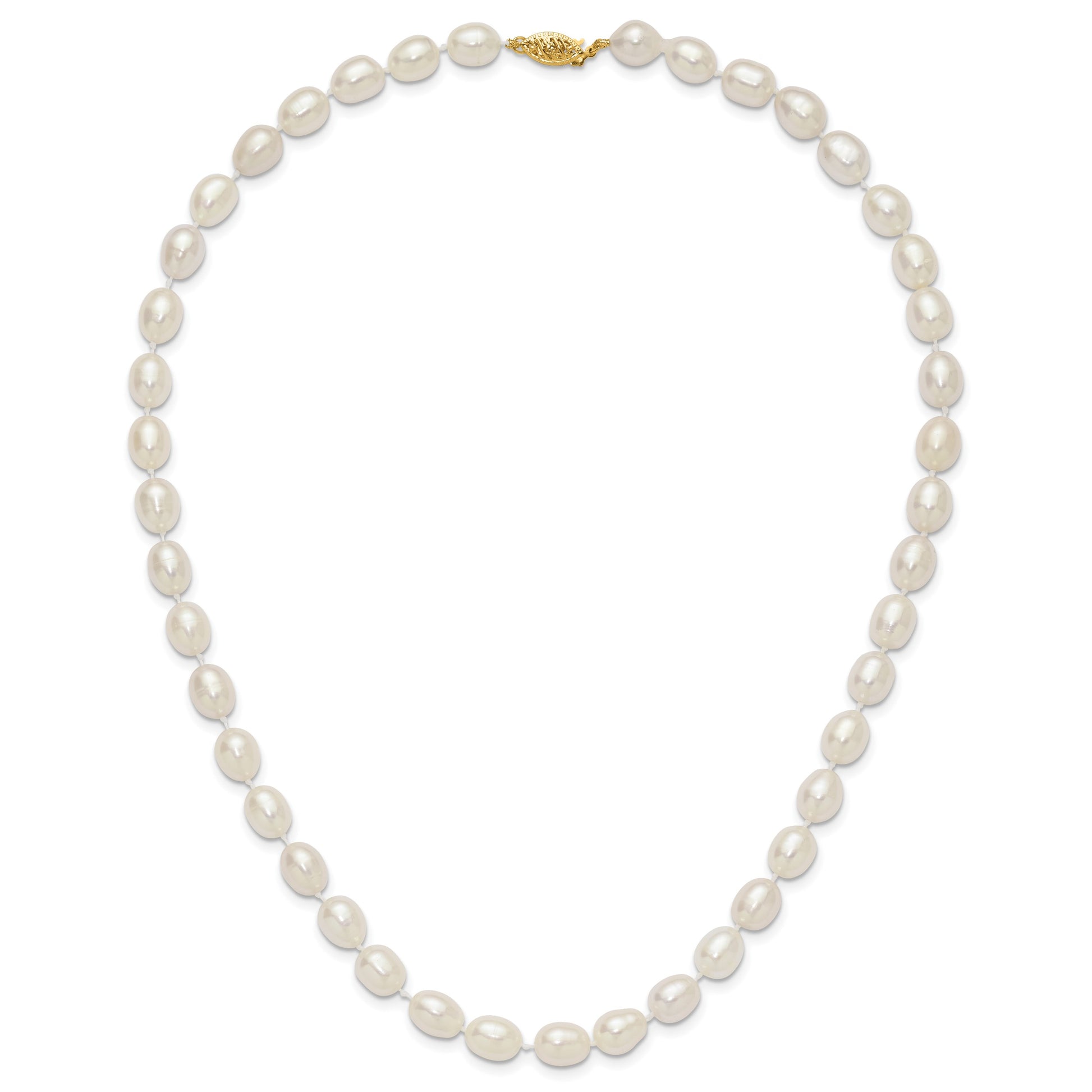 14k 7-8mm White Rice Freshwater Cultured Pearl 20 inch Necklace
