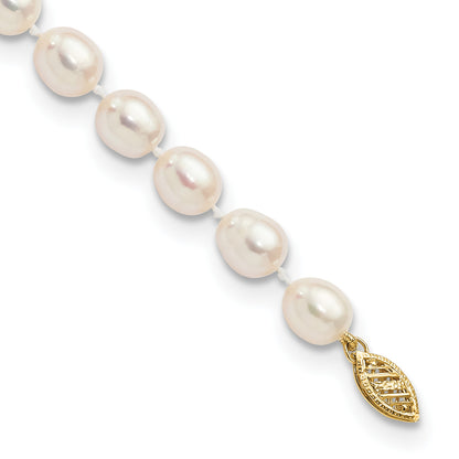 14k 7-8mm White Rice Freshwater Cultured Pearl 7.5 inch Bracelet
