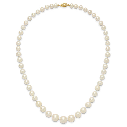 14k 7-11mm White Freshwater Cultured Pearl Graduated 18 inch Necklace