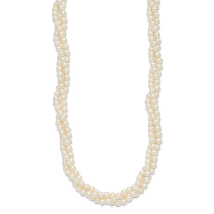 14k 6-7mm White Near-Round Freshwater Cultured Pearl 3-Strand 21 inch Necklace