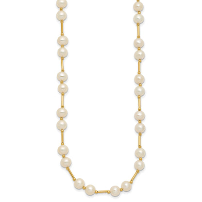 14k 6-7mm White Near-Round Freshwater Cultured Pearl Beaded 18 inch Necklace