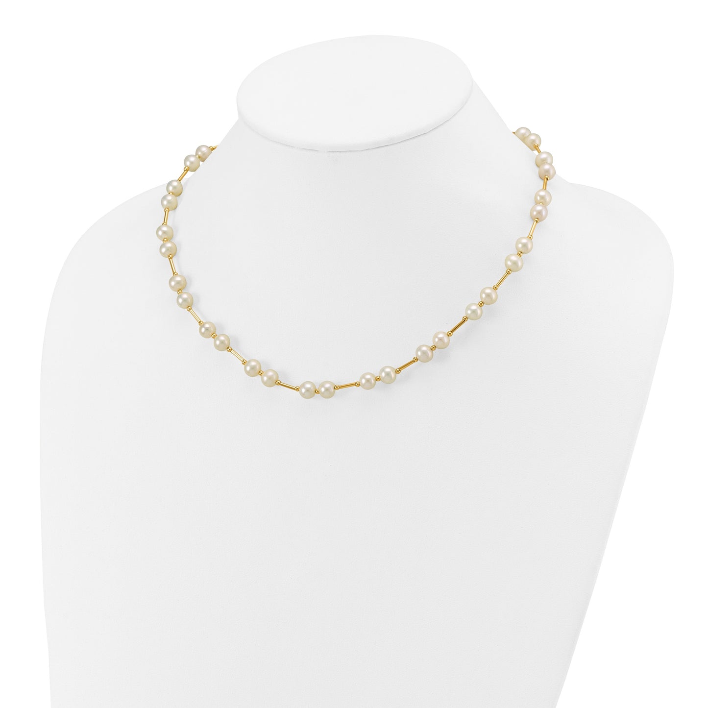 14k 6-7mm White Near-Round Freshwater Cultured Pearl Beaded 18 inch Necklace