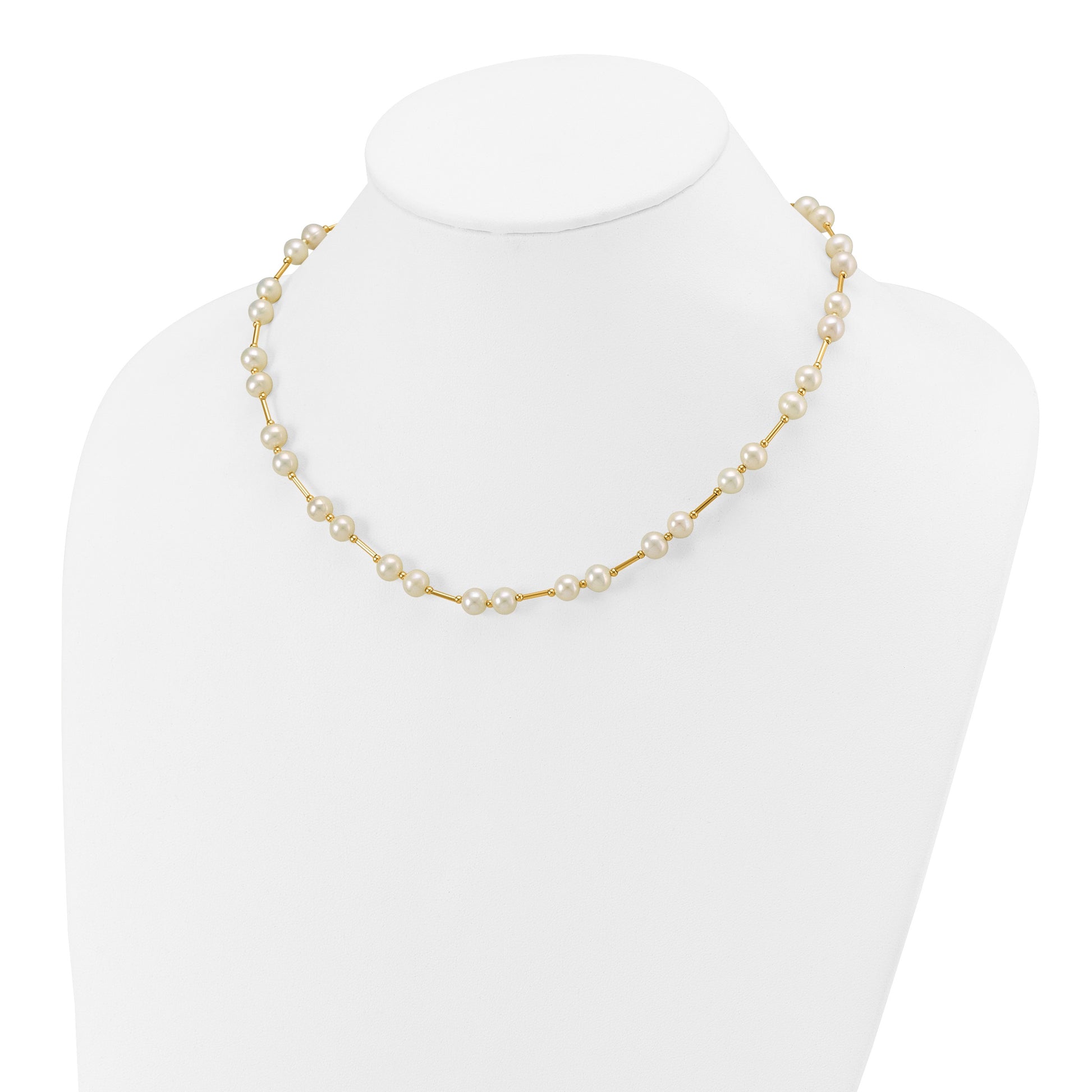 14k 6-7mm White Near-Round Freshwater Cultured Pearl Beaded 18 inch Necklace