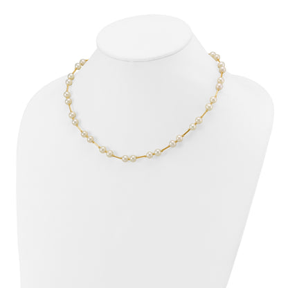 14k 6-7mm White Near-Round Freshwater Cultured Pearl Beaded 18 inch Necklace