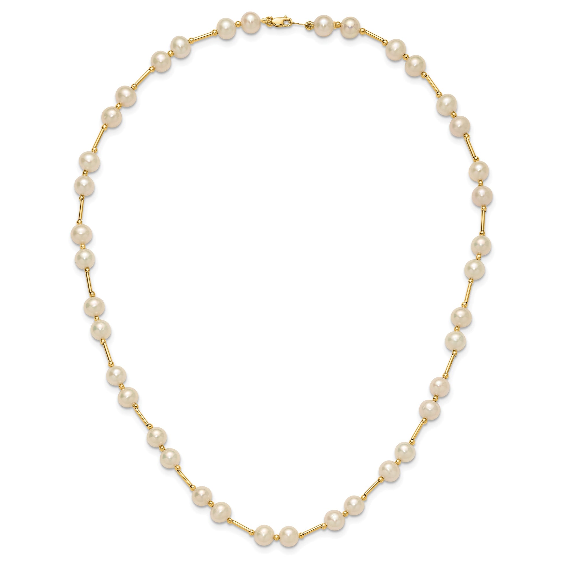 14k 6-7mm White Near-Round Freshwater Cultured Pearl Beaded 18 inch Necklace