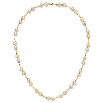 14k 6-7mm White Near-Round Freshwater Cultured Pearl Beaded 18 inch Necklace