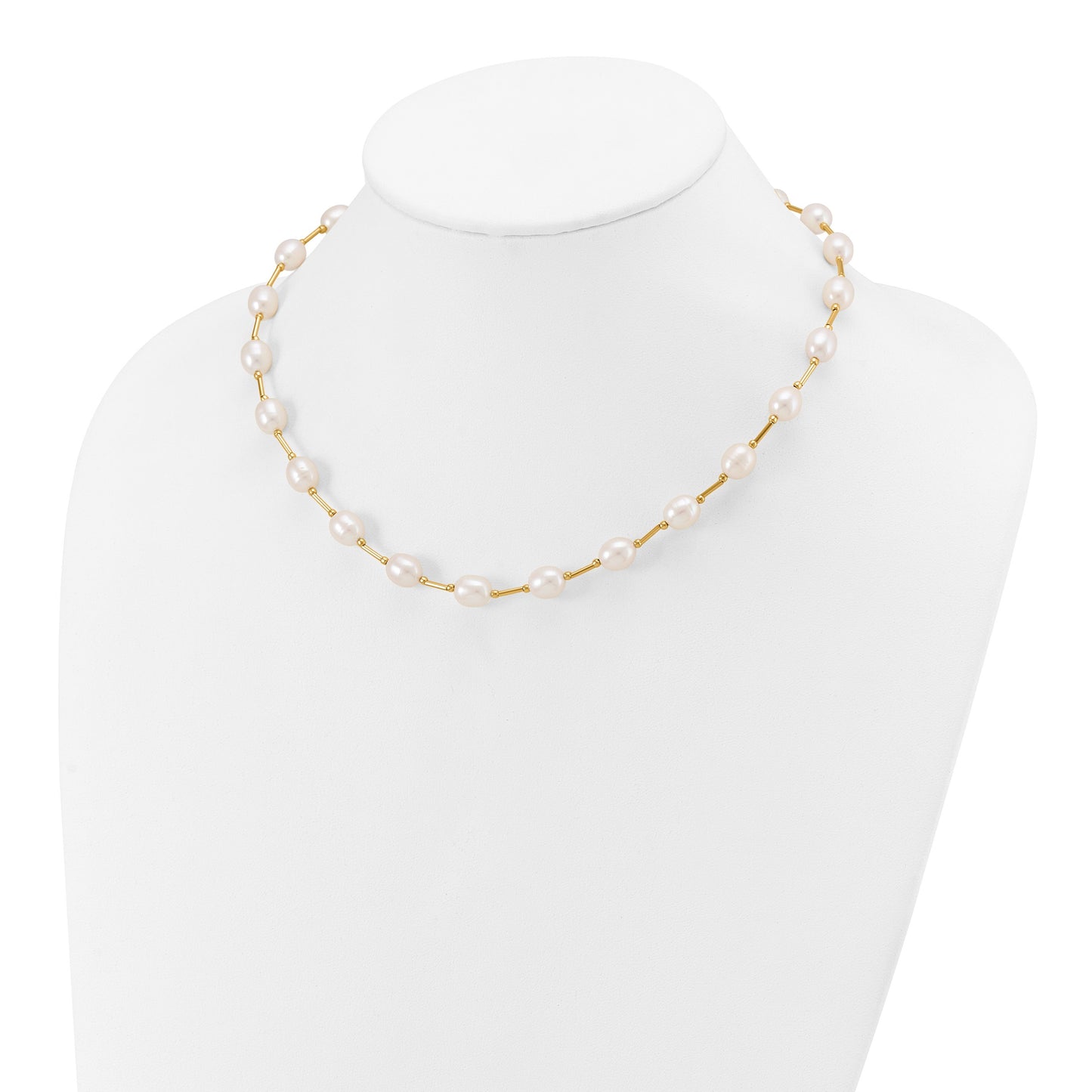 14k 7-8mm White Rice Freshwater Cultured Pearl Beaded 18 inch Necklace