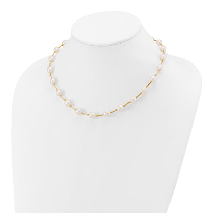 14k 7-8mm White Rice Freshwater Cultured Pearl Beaded 18 inch Necklace