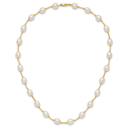 14k 7-8mm White Rice Freshwater Cultured Pearl Beaded 18 inch Necklace