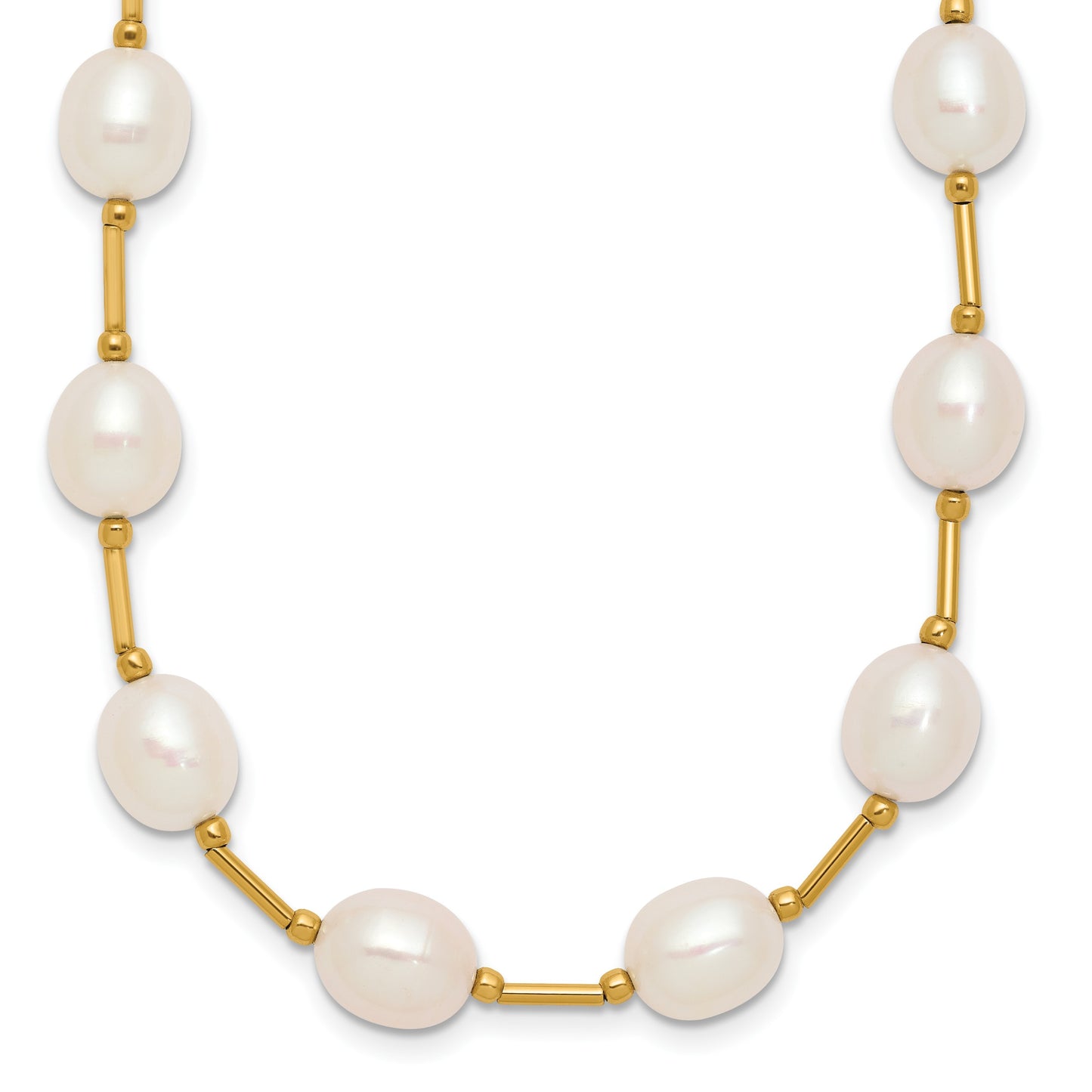14k 7-8mm White Rice Freshwater Cultured Pearl Beaded 18 inch Necklace