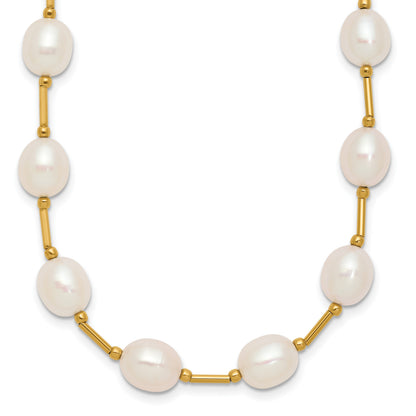 14k 7-8mm White Rice Freshwater Cultured Pearl Beaded 18 inch Necklace