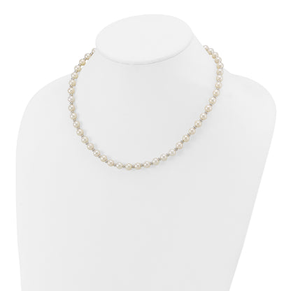 14k White Gold 6-7mm White Near-Round Freshwater Cultured Pearl Beaded 18 inch Necklace