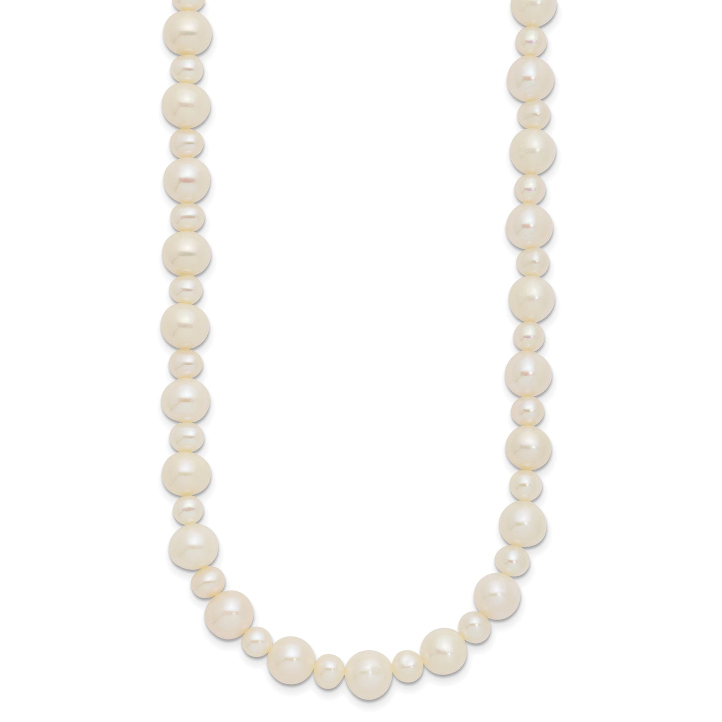 14k White Gold 5-8mm White Near-Round Freshwater Cultured Pearl 18 inch Necklace