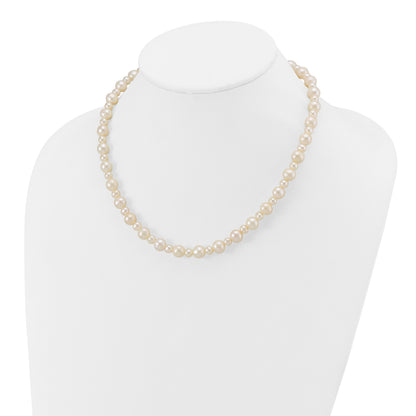 14k White Gold 5-8mm White Near-Round Freshwater Cultured Pearl 18 inch Necklace