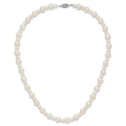 14k White Gold 5-8mm White Near-Round Freshwater Cultured Pearl 18 inch Necklace