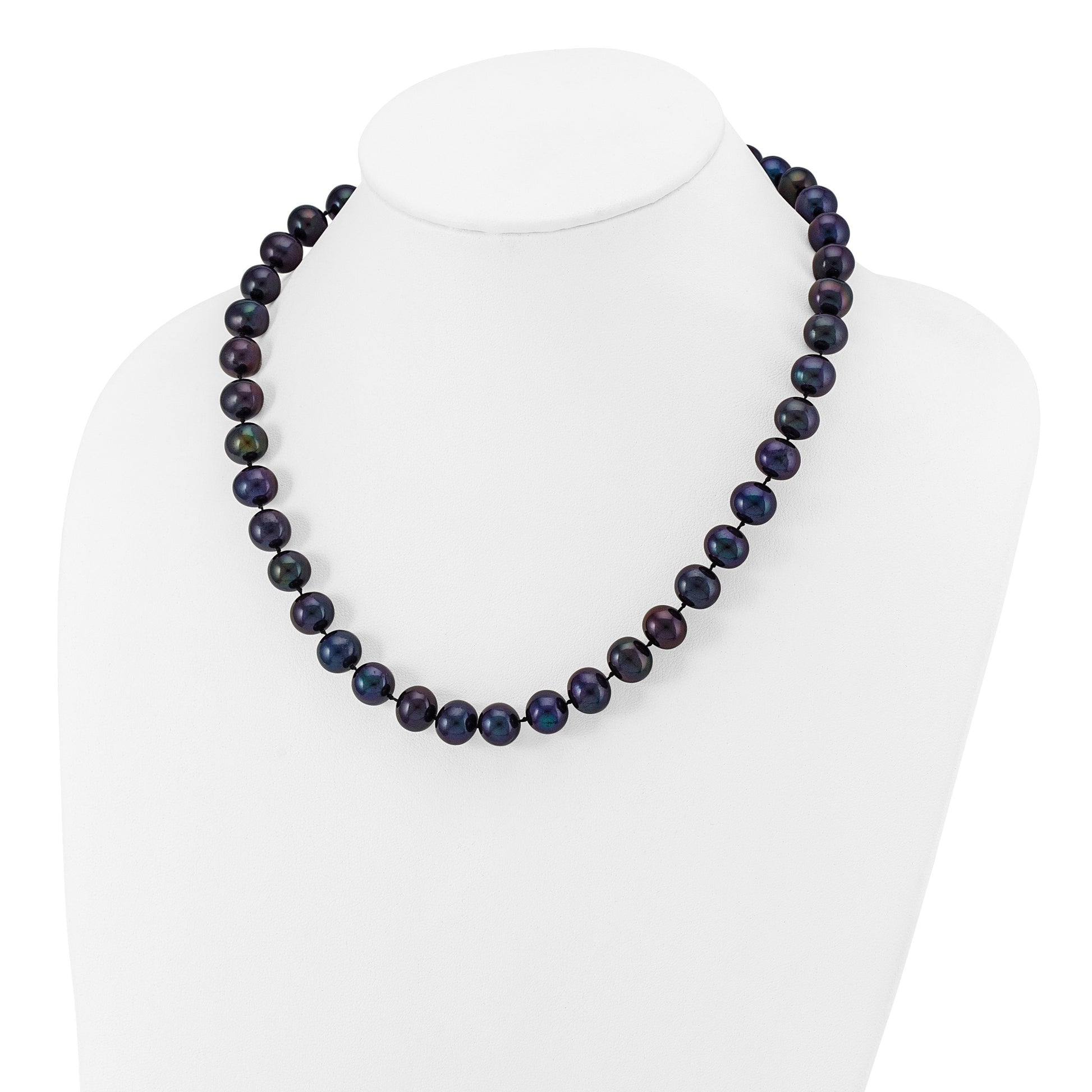 14k White Gold 10-11mm Black Near-Round Freshwater Cultured Pearl 18 inch Necklace