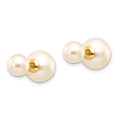 14k 6-7mm and 9-10mm White Round Freshwater Cultured Pearl Screwback Post Earrings