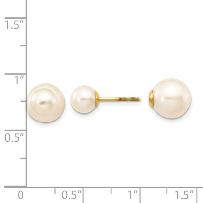 14k 6-7mm and 9-10mm White Round Freshwater Cultured Pearl Screwback Post Earrings