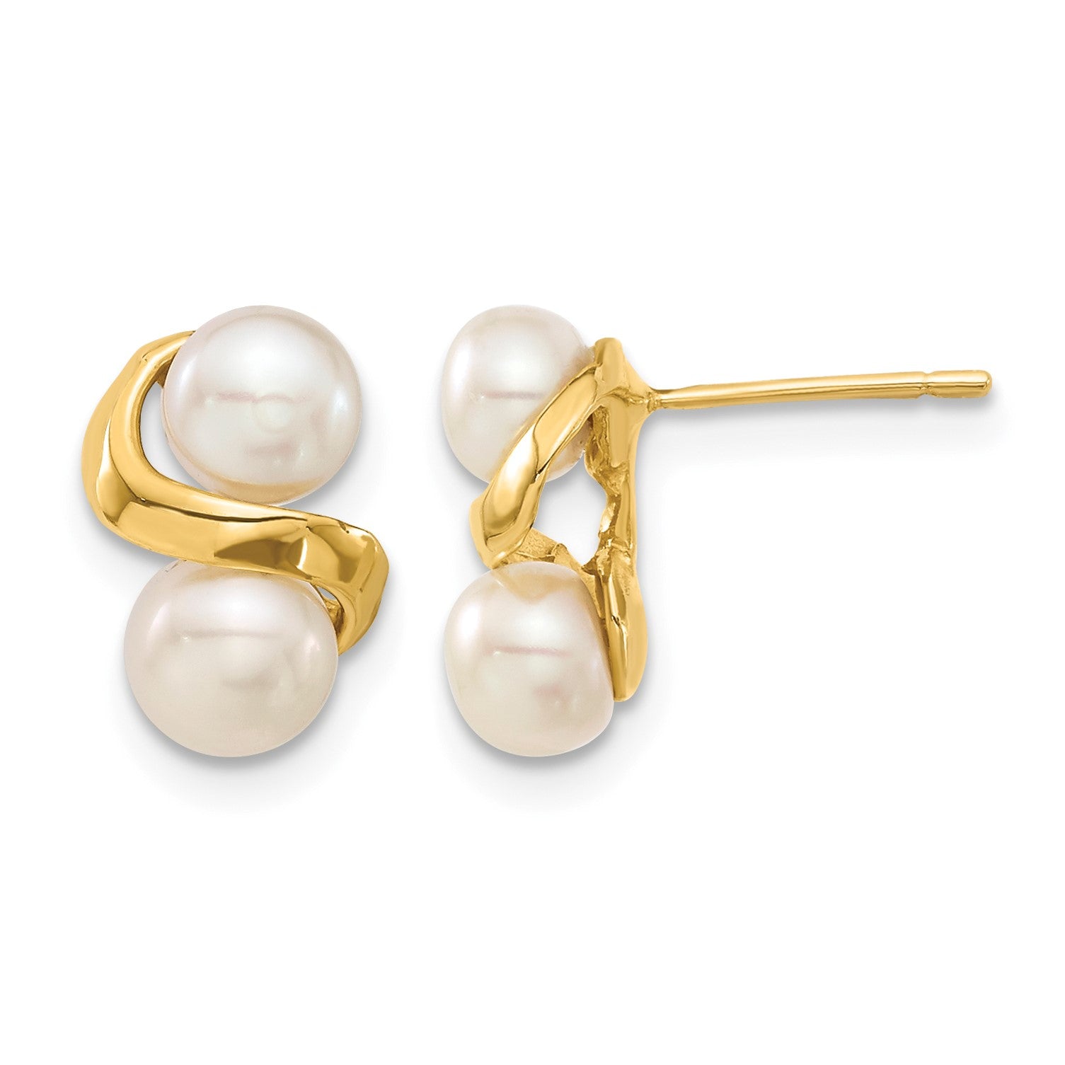 14k 5-6mm White Button Freshwater Cultured Pearl Post Earrings and Pendant Set
