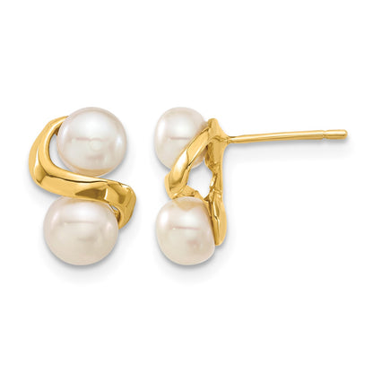 14k 5-6mm White Button Freshwater Cultured Pearl Post Earrings and Pendant Set