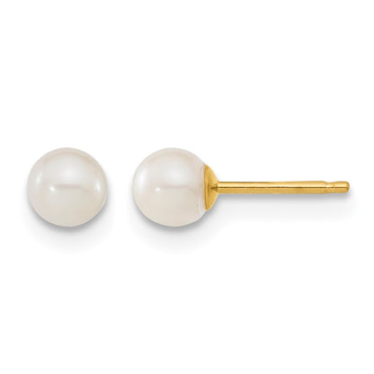 14k Children's 4-5mm White Round Freshwater Cultured Pearl Pendant and Post Earrings Set