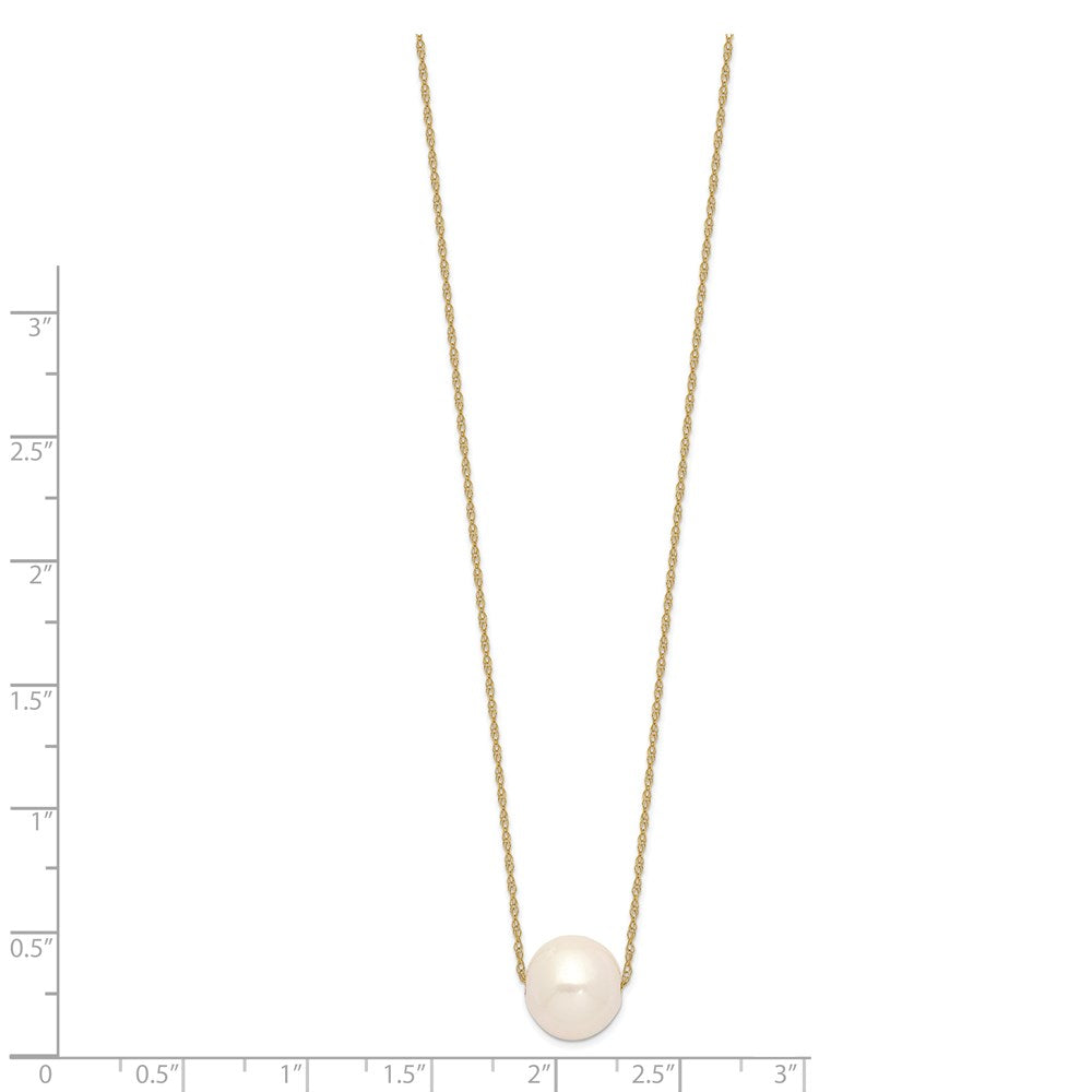 14k 10-11mm White Semi-Round Freshwater Cultured Pearl 17 inch Cable Necklace