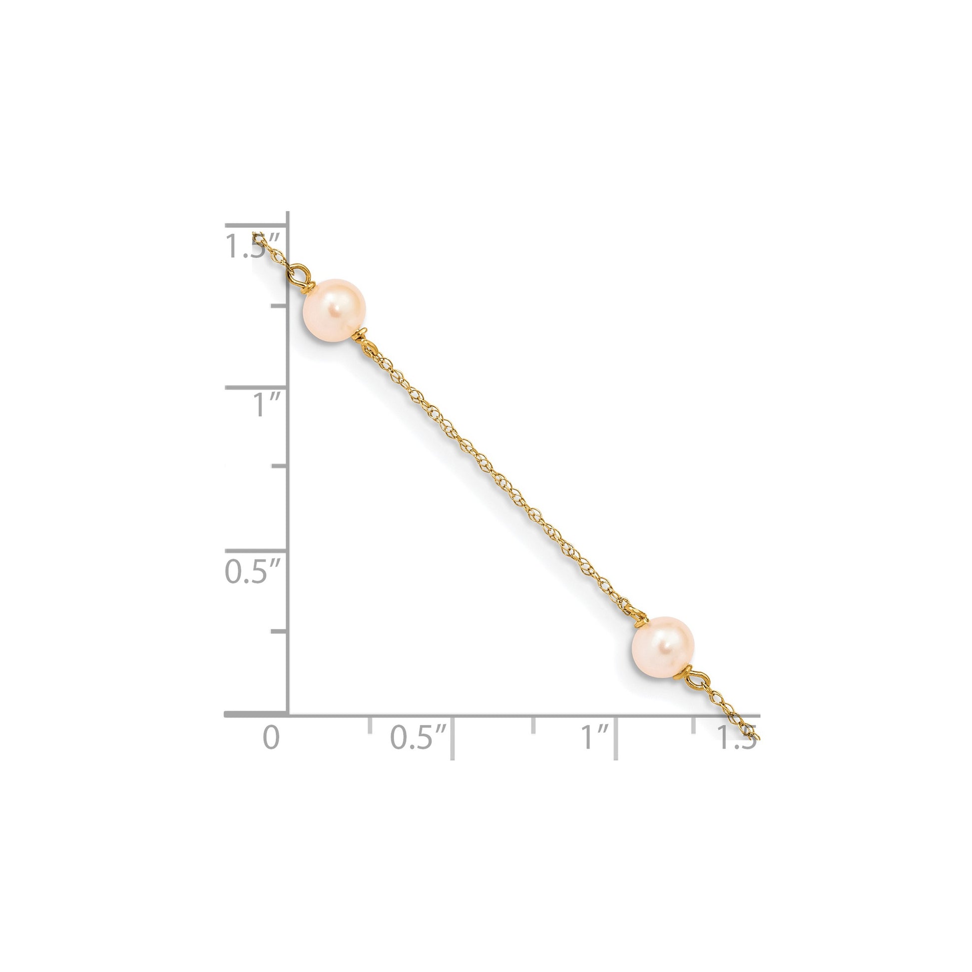 14k Madi K 5-6mm Pink Near-Round Freshwater Cultured Pearl 3-Station 6 inch Bracelet