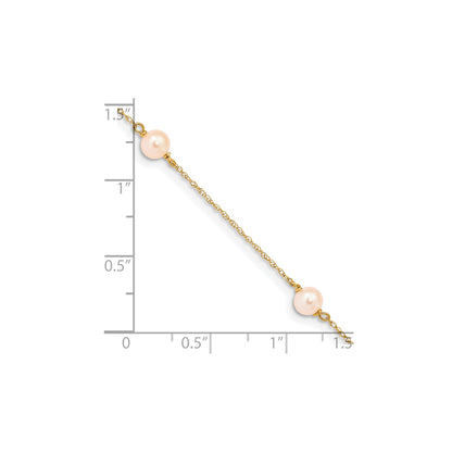 14k Madi K 5-6mm Pink Near-Round Freshwater Cultured Pearl 3-Station 6 inch Bracelet