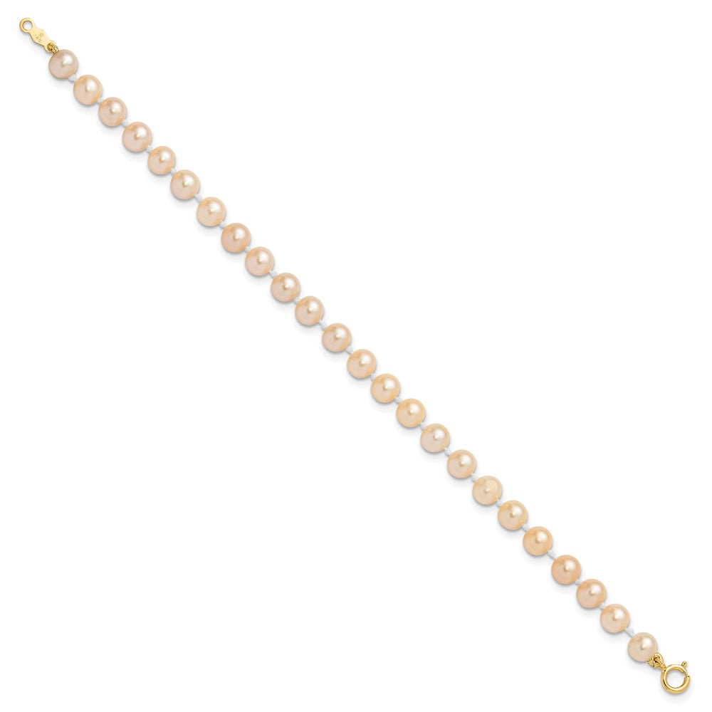 14k Madi K 4-5mm Pink Freshwater Cultured Pearl 5.5 inch Bracelet and Post Earrings Set