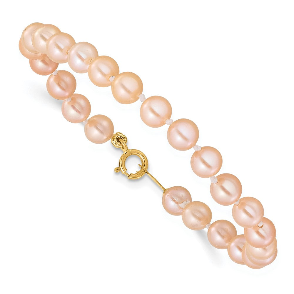 14k Madi K 4-5mm Pink Freshwater Cultured Pearl 5.5 inch Bracelet and Post Earrings Set