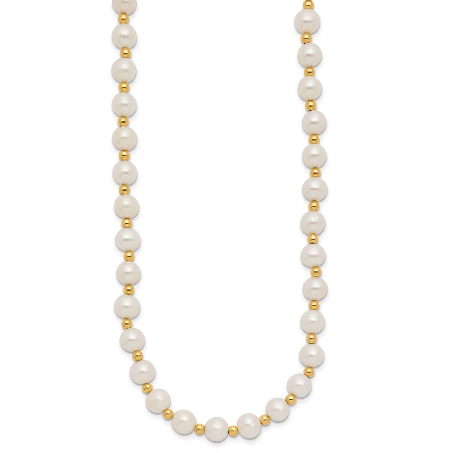 14k 6-7mm White Near-Round Freshwater Cultured Pearl Beaded 18 inch Necklace