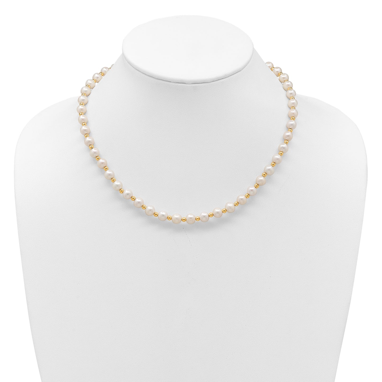 14k 6-7mm White Near-Round Freshwater Cultured Pearl Beaded 18 inch Necklace