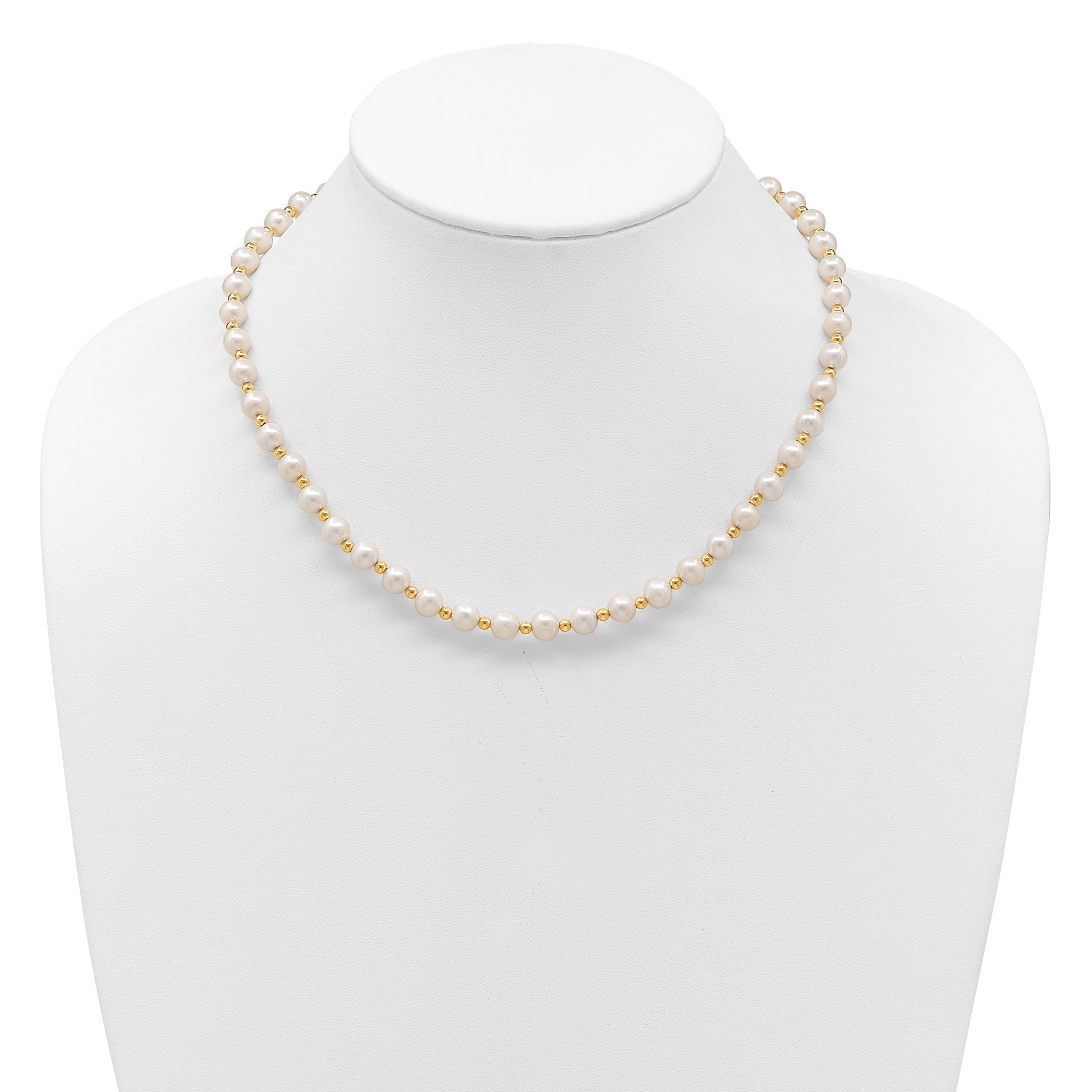 14k 6-7mm White Near-Round Freshwater Cultured Pearl Beaded 18 inch Necklace