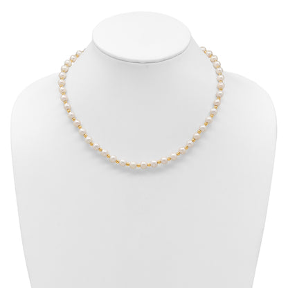 14k 6-7mm White Near-Round Freshwater Cultured Pearl Beaded 18 inch Necklace