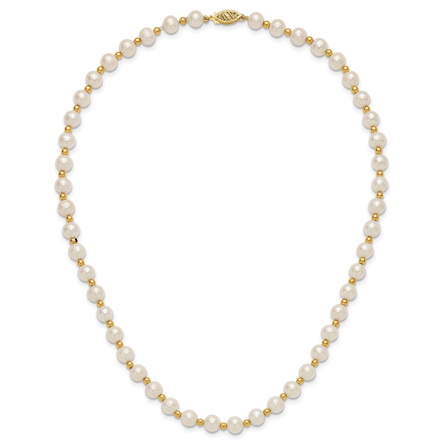 14k 6-7mm White Near-Round Freshwater Cultured Pearl Beaded 18 inch Necklace