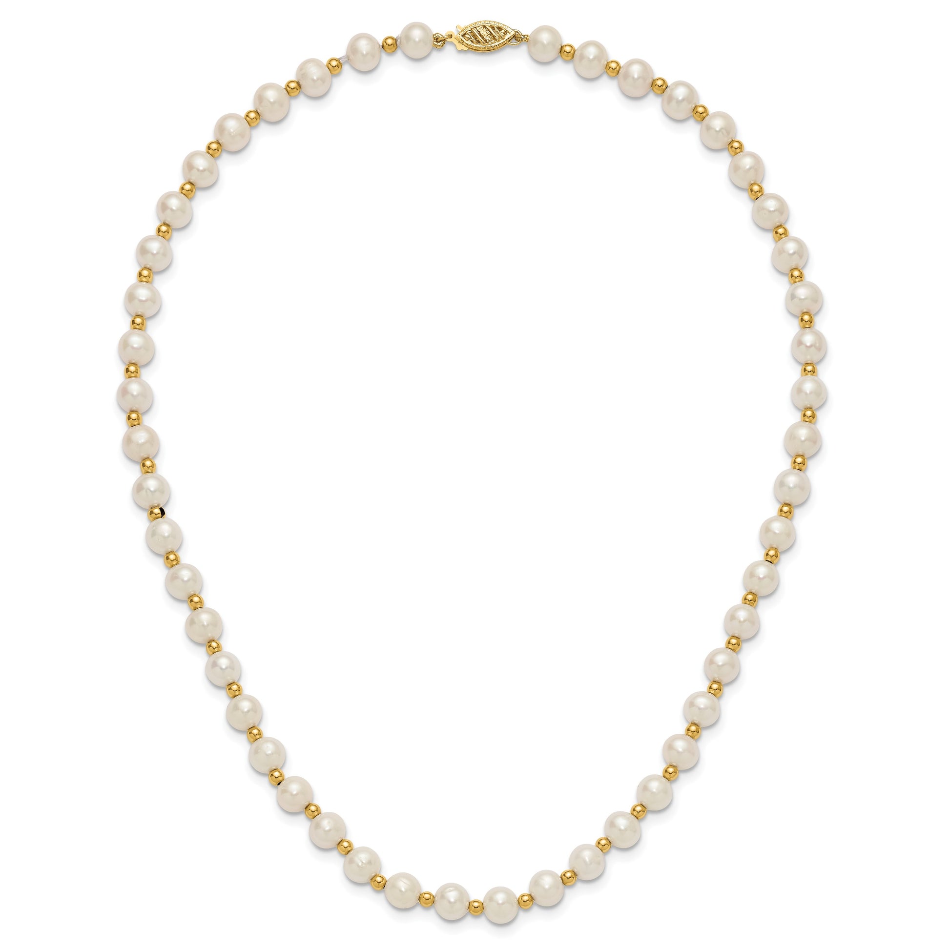 14k 6-7mm White Near-Round Freshwater Cultured Pearl Beaded 18 inch Necklace