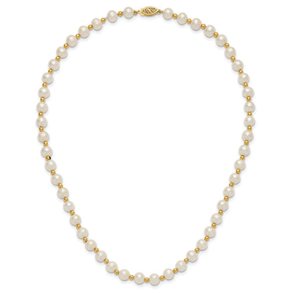 14k 6-7mm White Near-Round Freshwater Cultured Pearl Beaded 18 inch Necklace